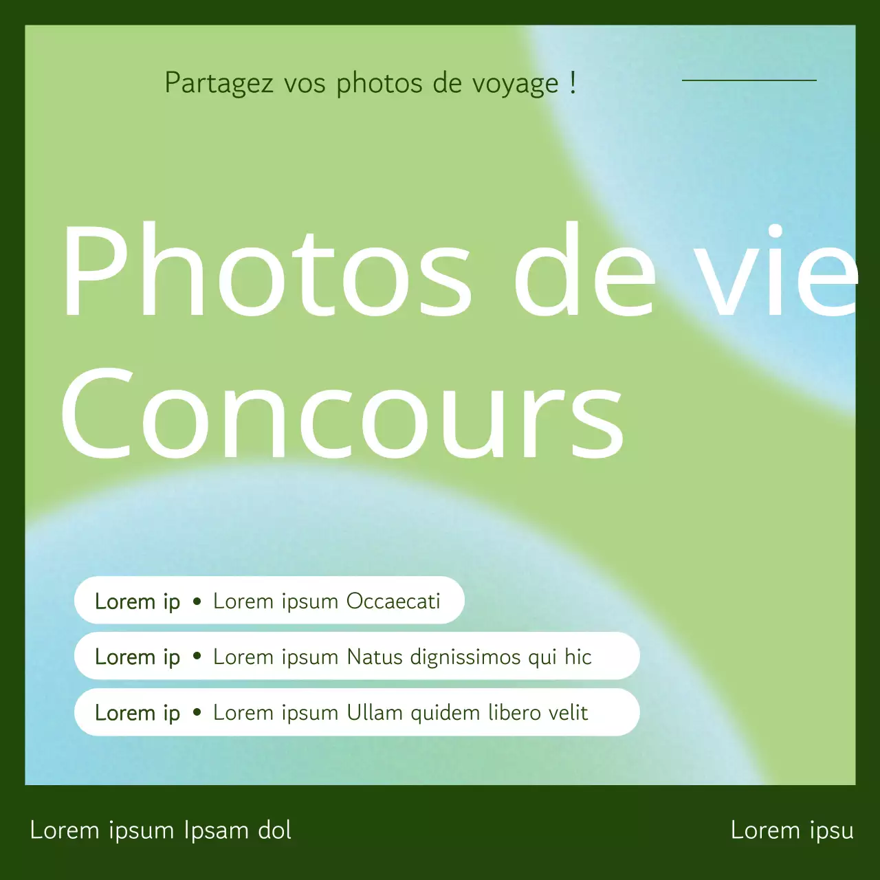 Concours de photos "Promouvoir une vie simple" en kaki et bleu clair