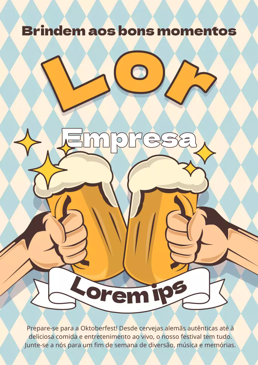 Promover uma feira de cerveja de barril retro com um fundo azul claro