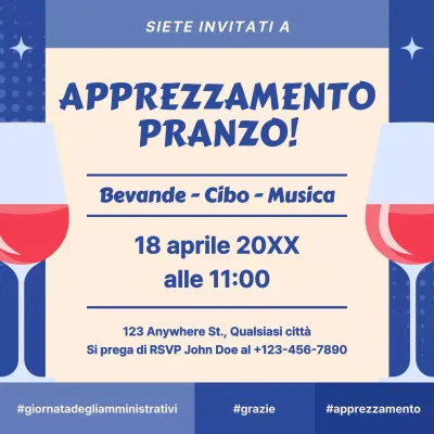 Invito a pranzo per la Giornata dei professionisti dell'amministrazione in stile moderno, blu e beige