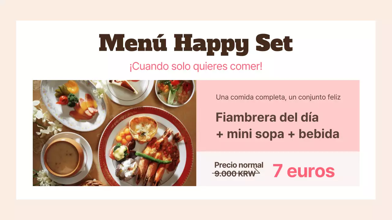 Folleto impreso promocional sencillo para tiendas en rosa y beige