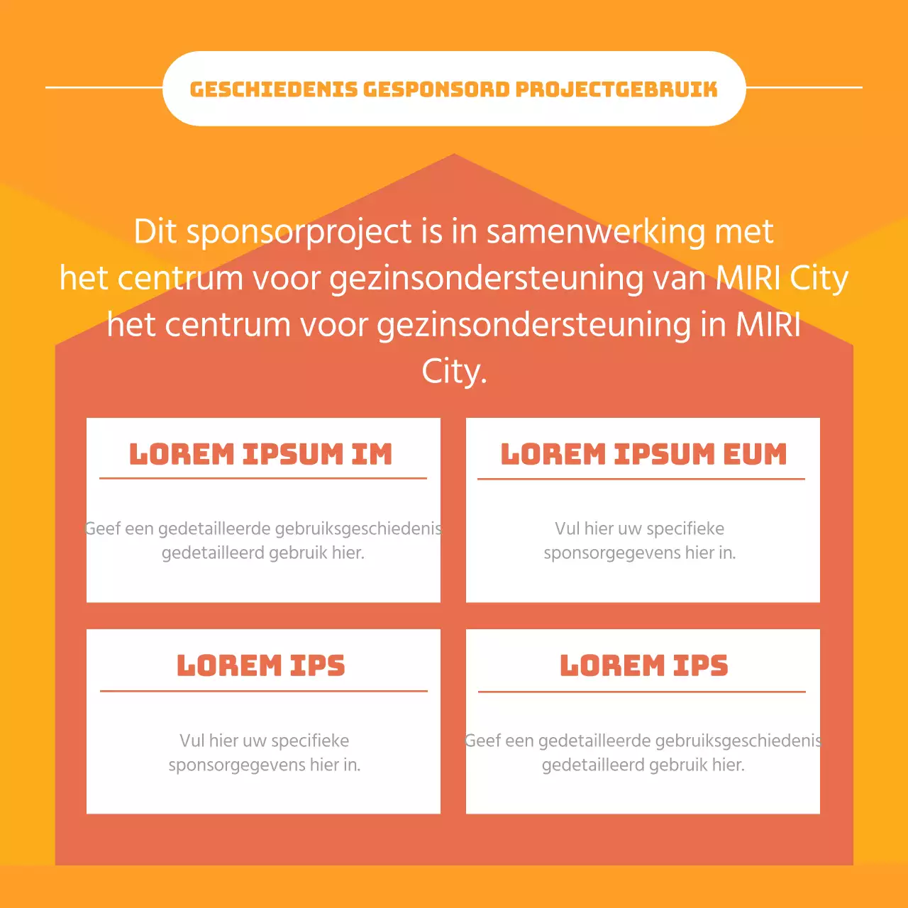 Een eenvoudig oranje en geel donatiegeschiedenisrapport