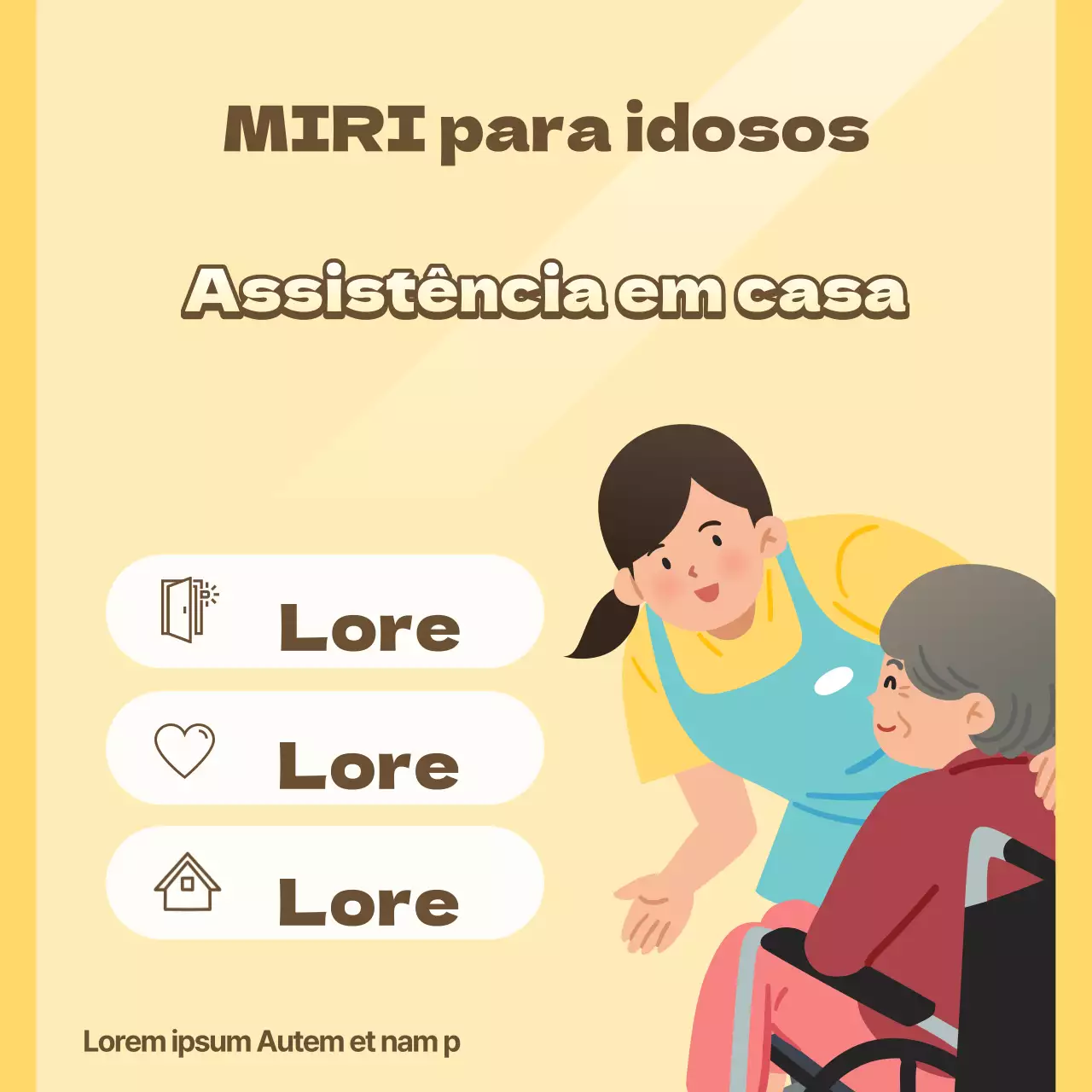Prospeto de cuidados ao domicílio a amarelo e branco