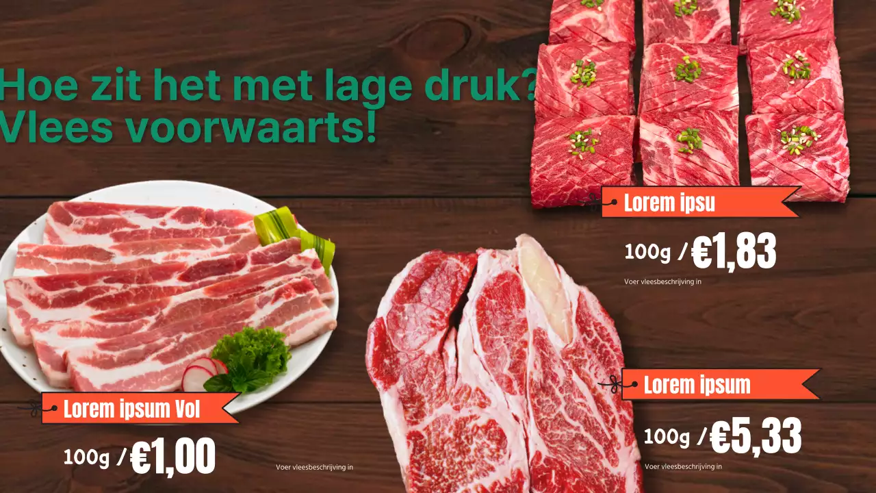 Over de oranje en groene pop-art boodschappenfolder