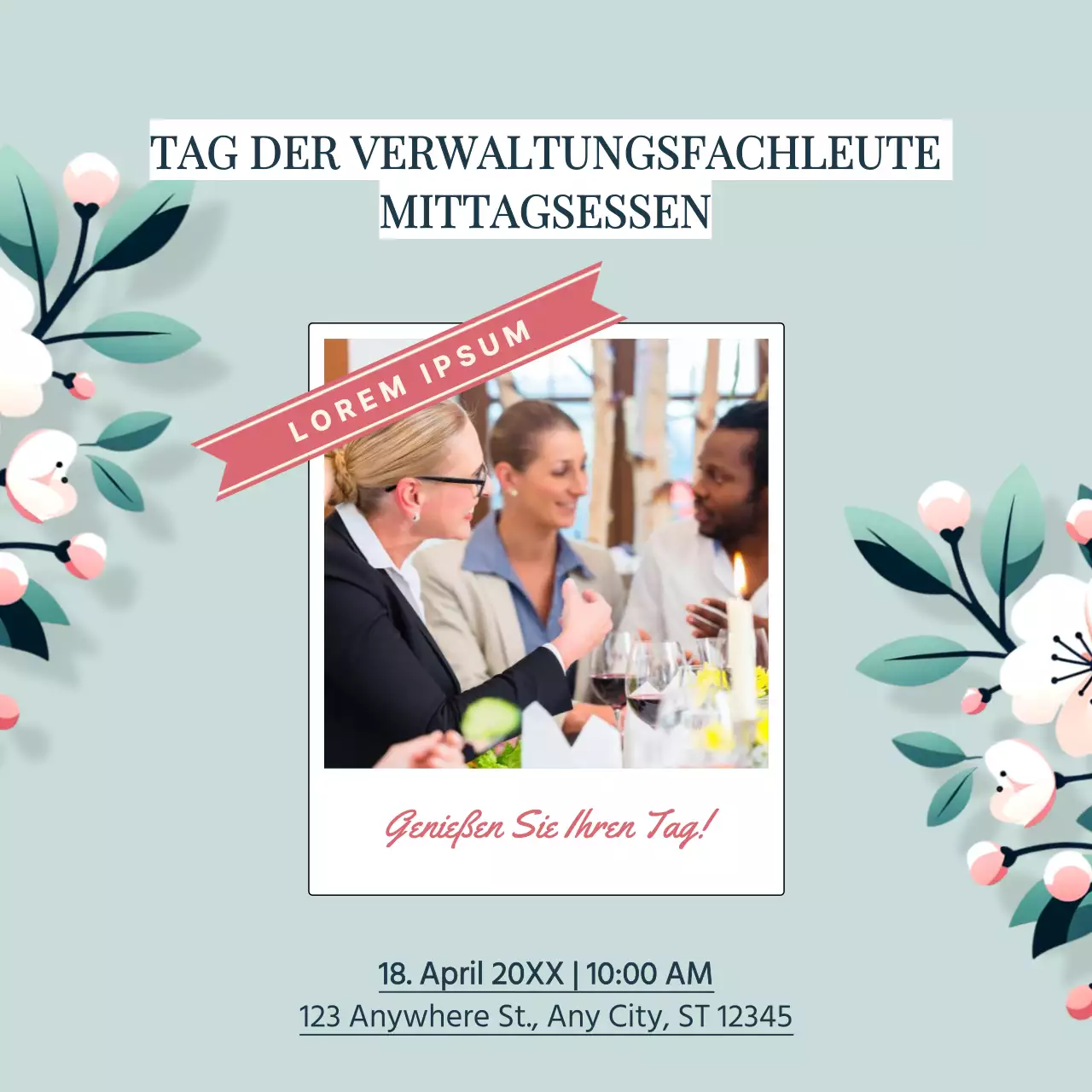 Grün und Weiß Vintage Administrative Professionals Day Mittagessen Einladung