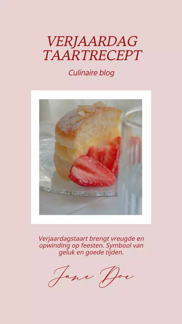 Roze en wit elegant fotolijstje verjaardag recept promotie