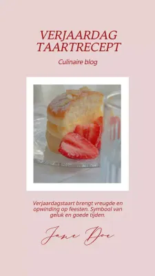 Roze en wit elegant fotolijstje verjaardag recept promotie