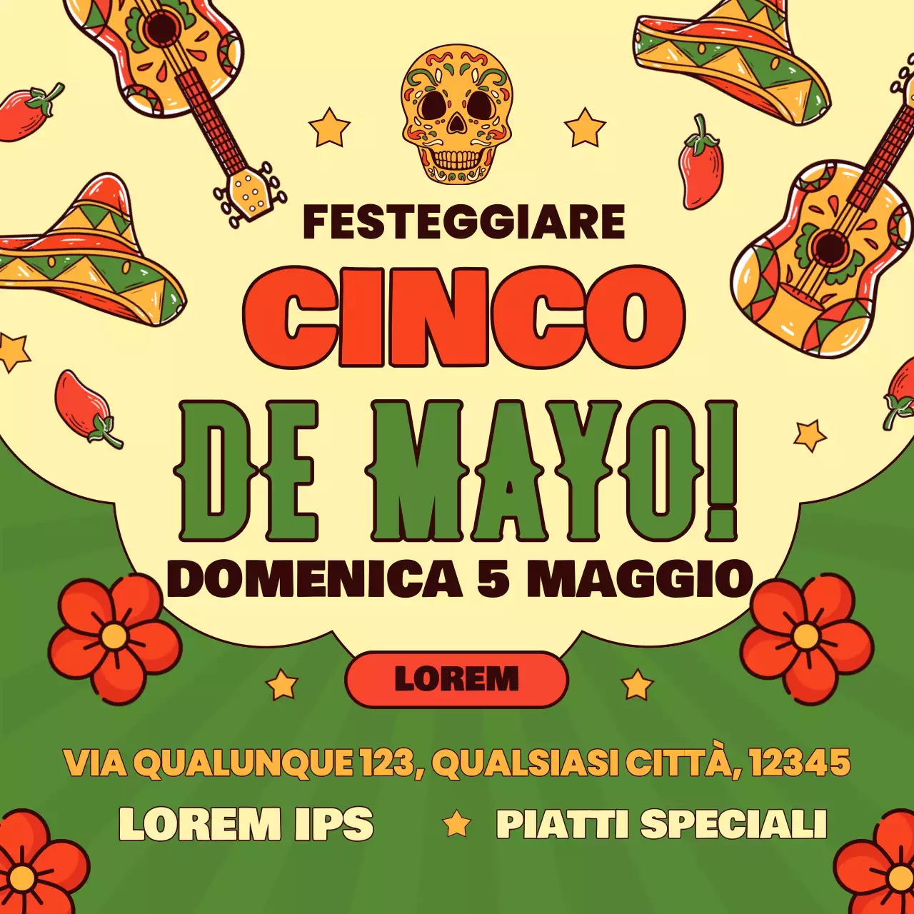 Verde Rosso Moderno Celebrate Cinco De Mayo Pubblicità dell'evento