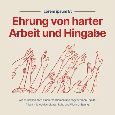 Beige und rot retro happy labour day Werbeartikel