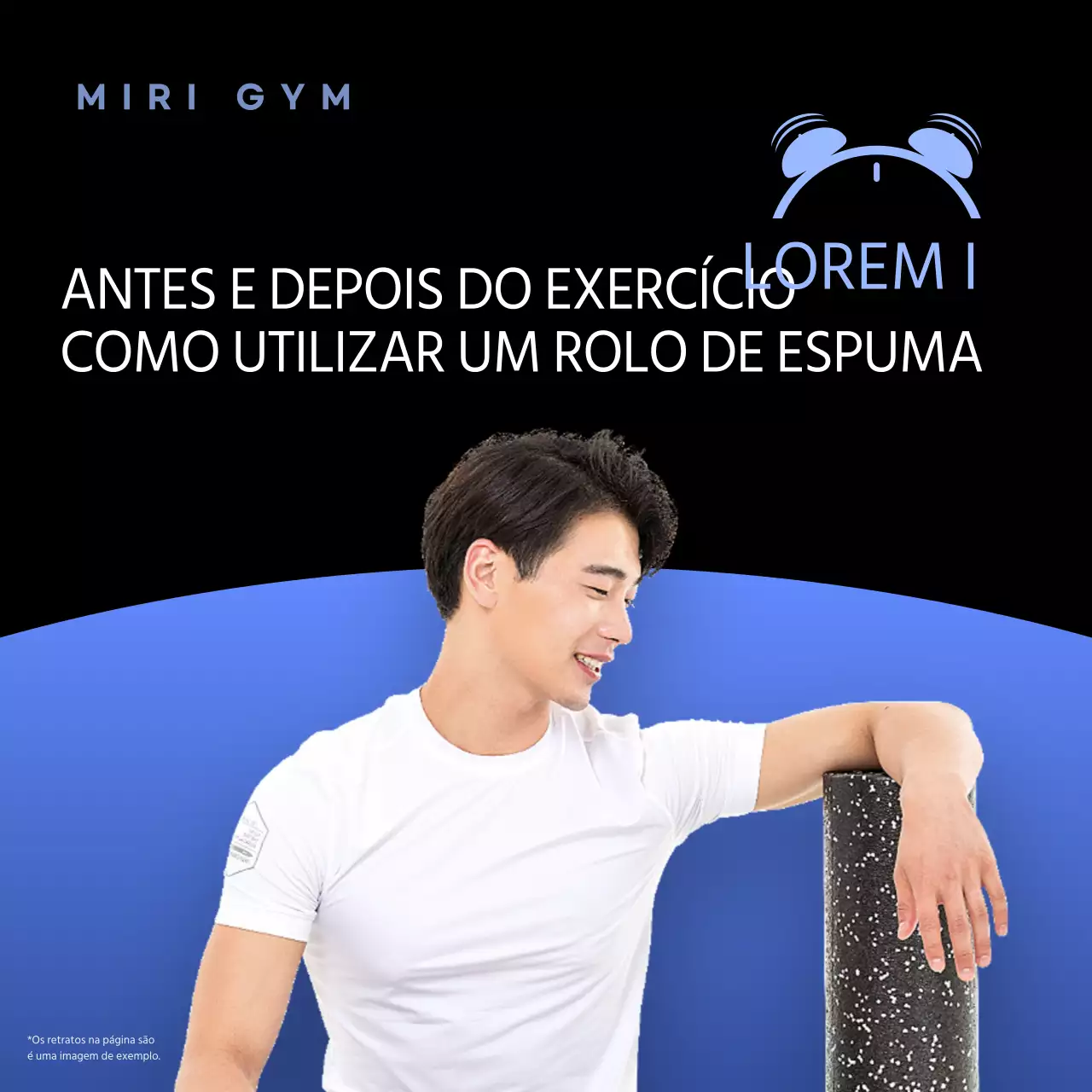 Um guia simples de rolo de espuma pré e pós-treino em azul e preto