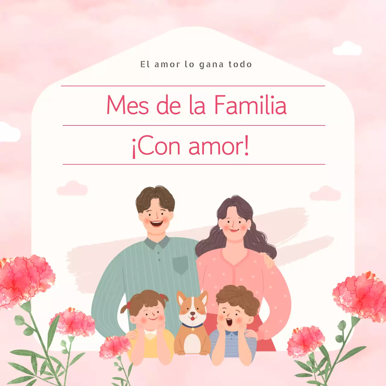 Un sencillo post del Mes del Hogar en rosa y marfil con citas en rosa y marfil