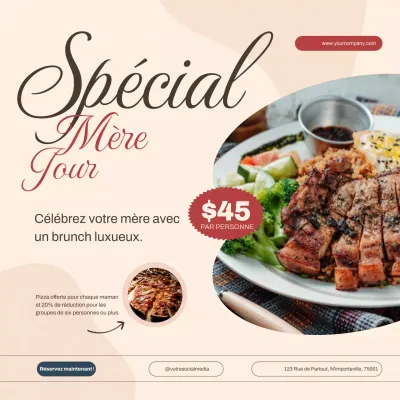 Beige Classic Simple Mother's Day Special Brunch Annonce