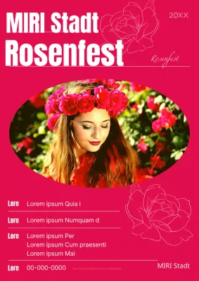 Werbung für das rote, luxuriöse Rosenfest