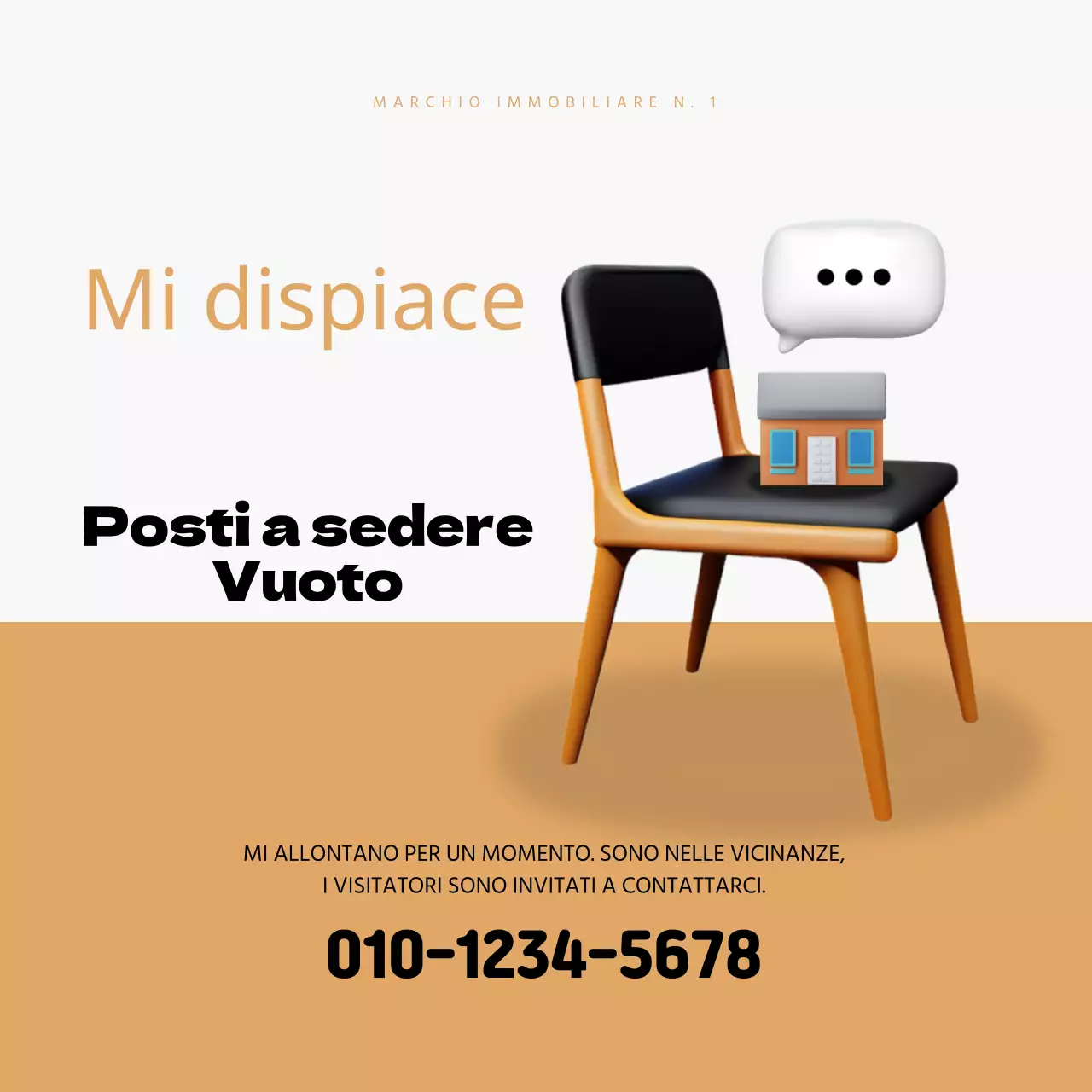 Un semplice avviso di uscita dall'ufficio di proprietà in marrone e nero