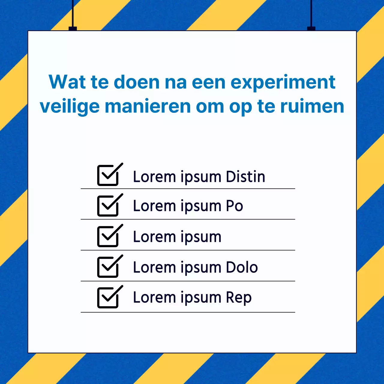 Kitscherige lab veiligheidstips in blauw en geel
