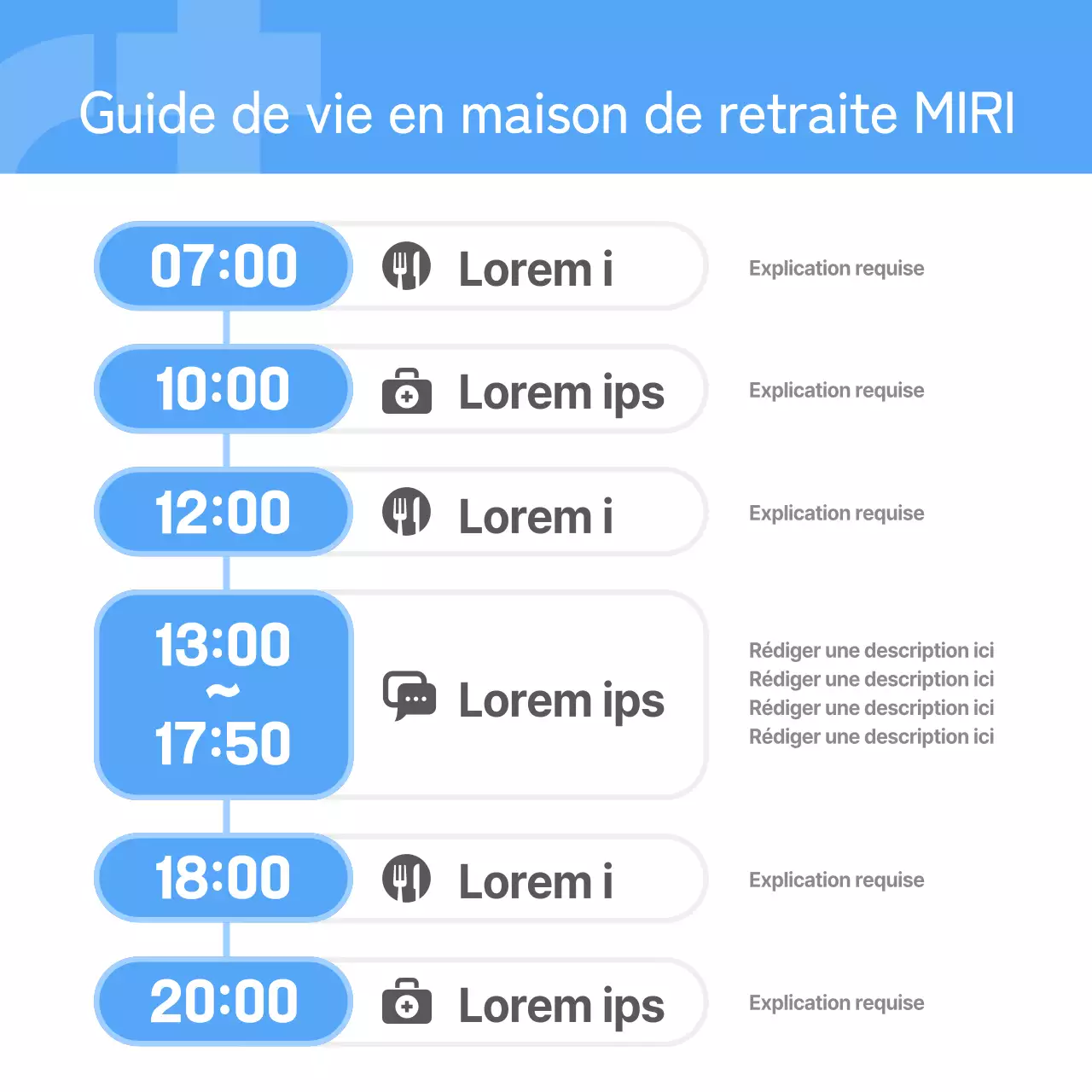 Annonce d'une maison de retraite confortable en bleu clair et blanc