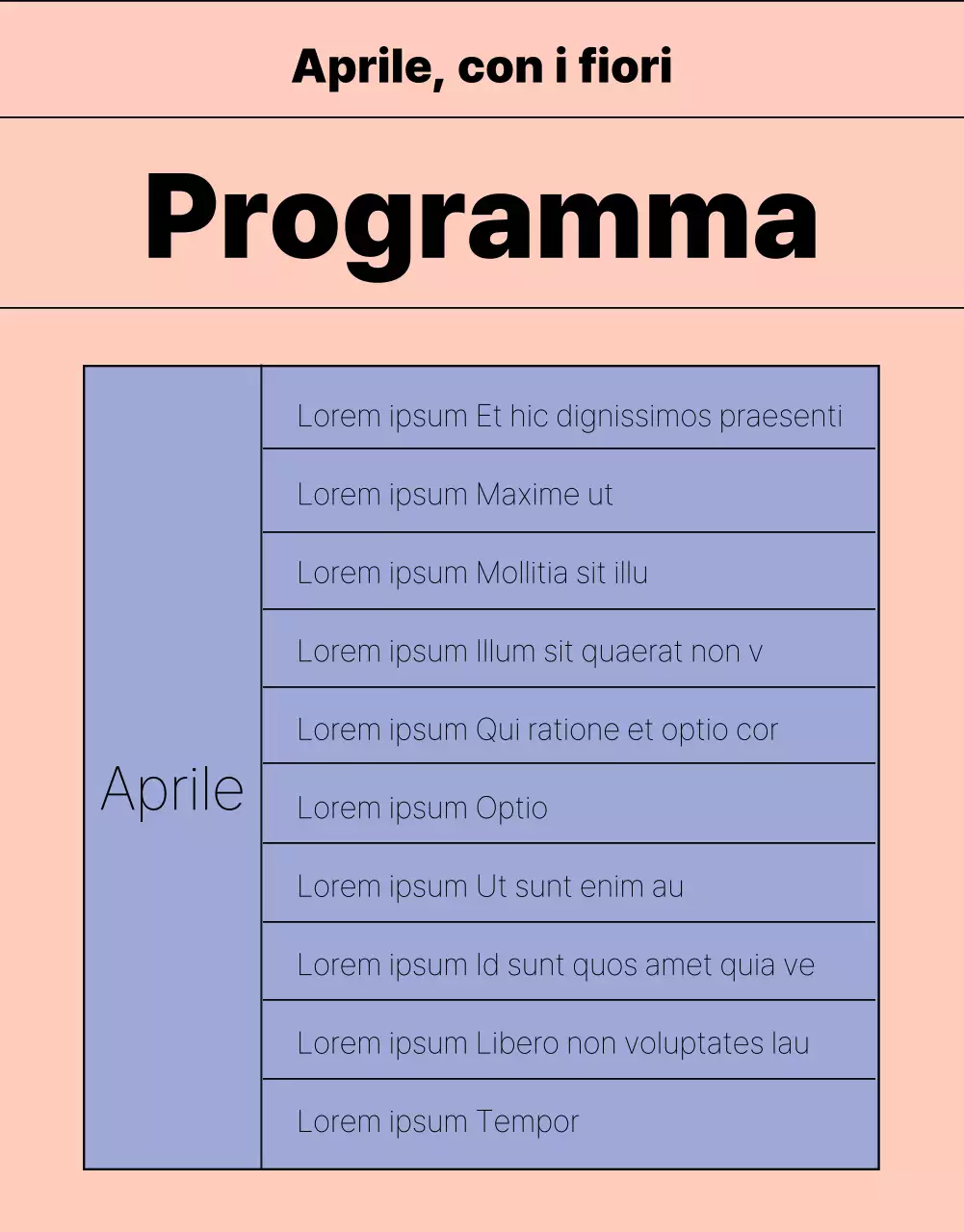 Informazioni semplici sul programma di spettacoli color malva e rosa