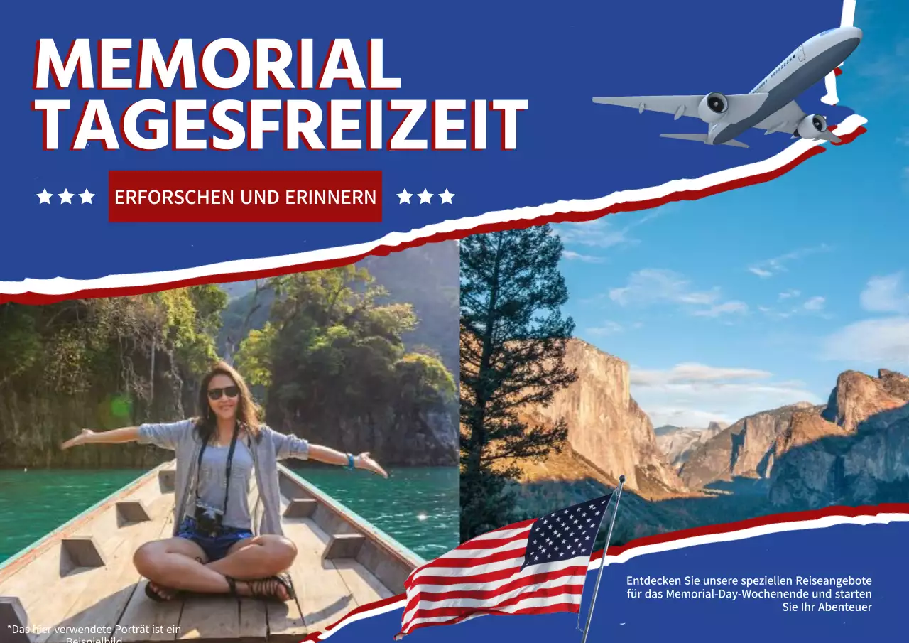 Blaue und rote moderne Reisezielwerbung