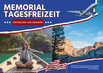 Blaue und rote moderne Reisezielwerbung
