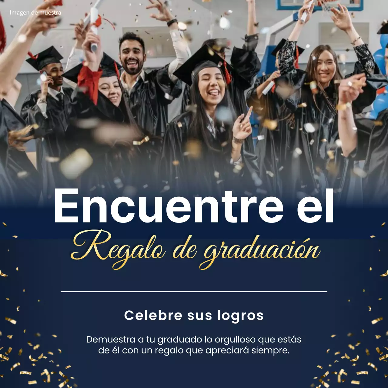 Anuncio de regalo de graduación moderno en azul y blanco