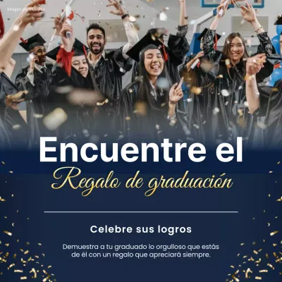 Anuncio de regalo de graduación moderno en azul y blanco