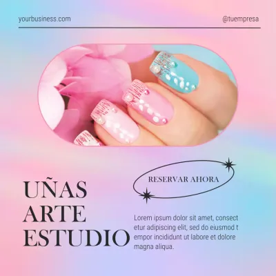 Rosa y azul elegante Nail Art Studio promoción