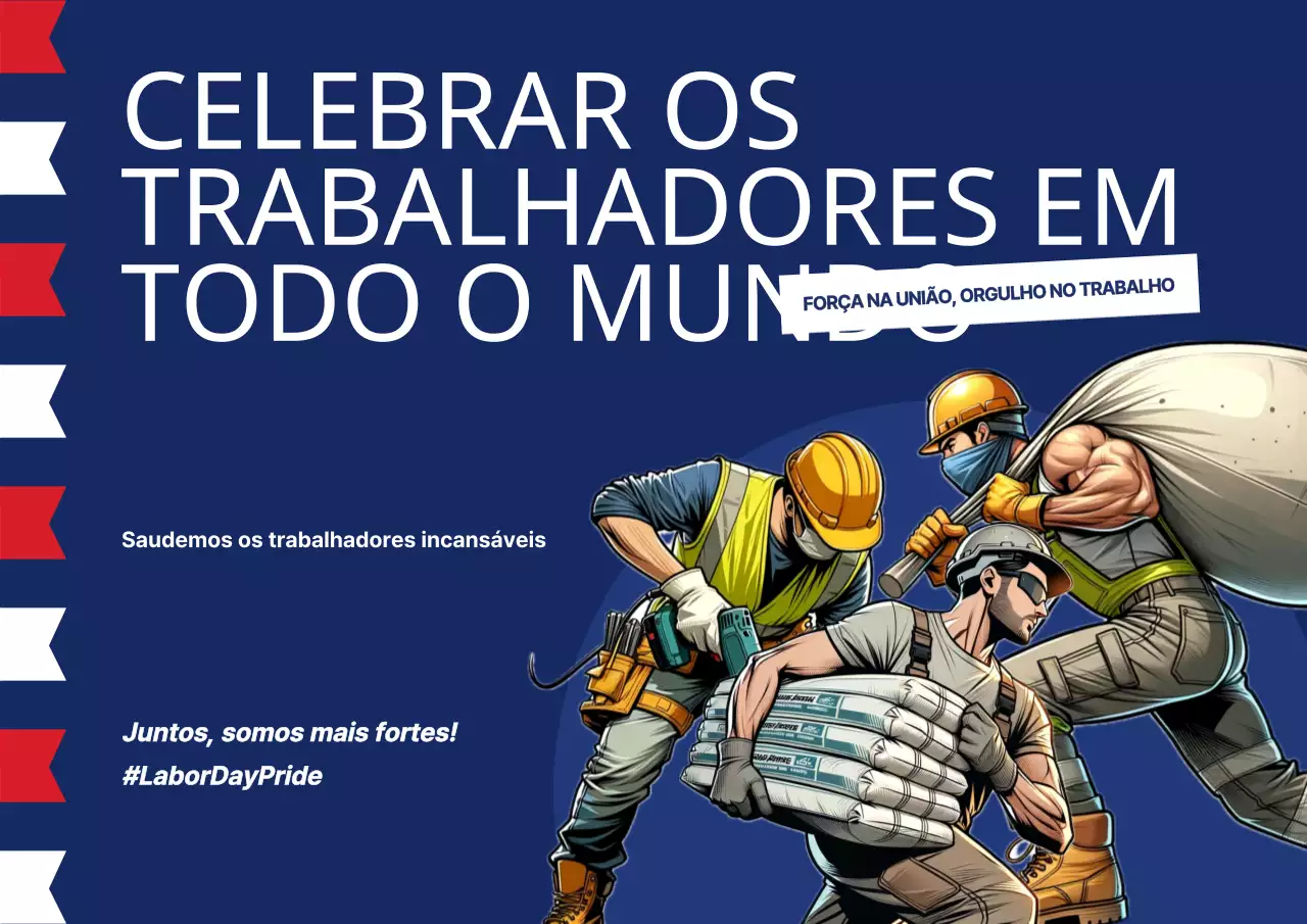 Vermelho e azul Publicidade da celebração do Dia do Trabalhador moderno