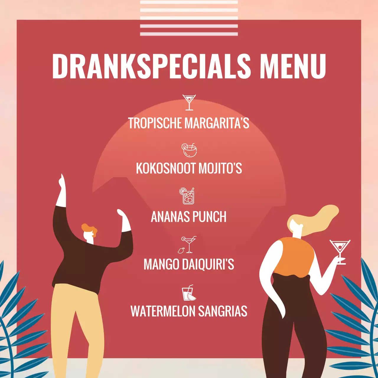 Blauw en Oranje Trendy Bar's Spring Break Party Campagne