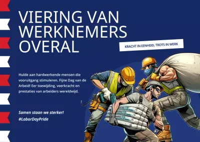 Rood en blauw moderne viering van de Dag van de Arbeid Publiciteit