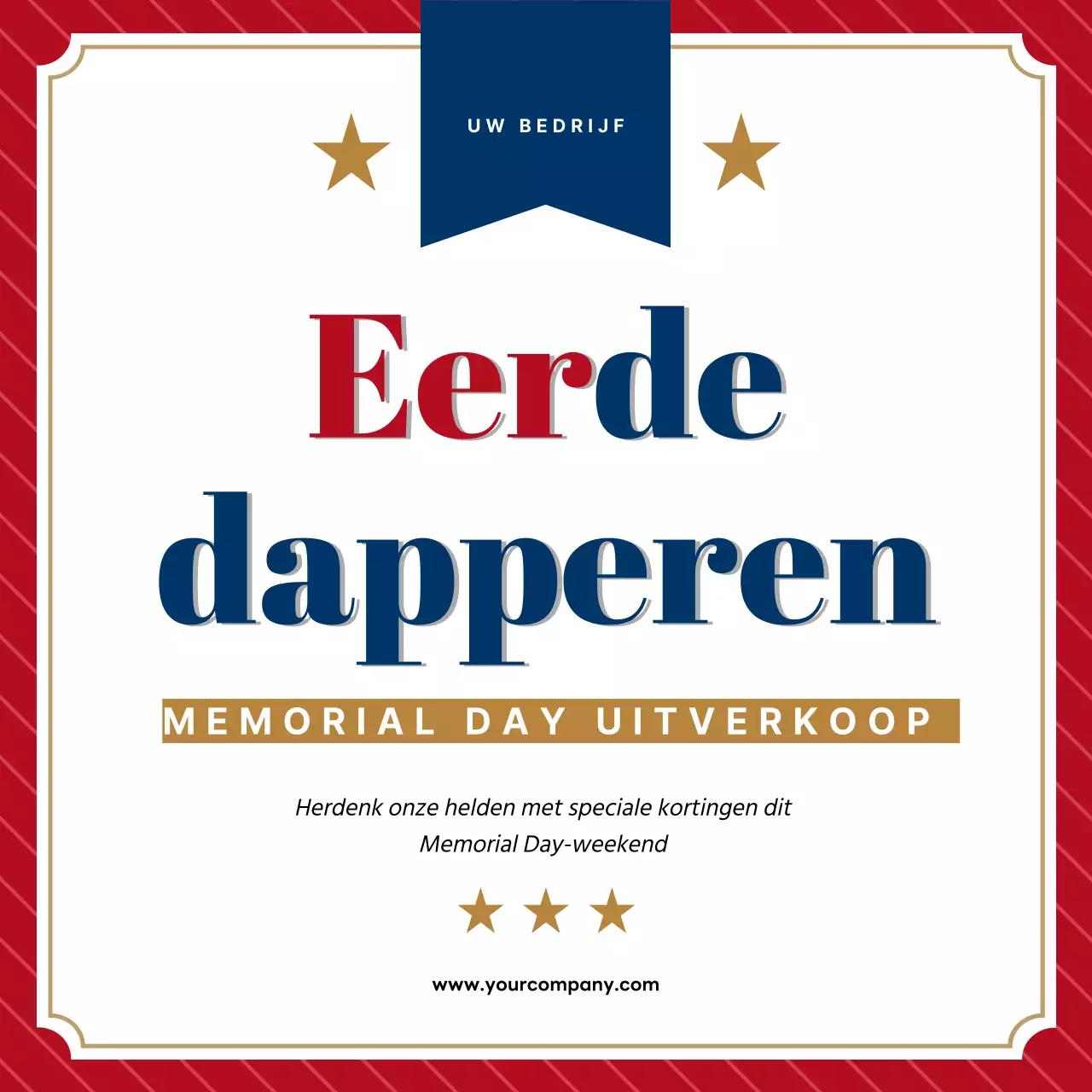 Rood en Blauw Elegante Memorial Day Promotie