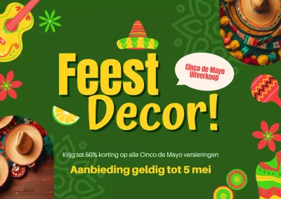 Groen en Geel Moderne Cinco de Mayo Decoratie Promotie Advertentie