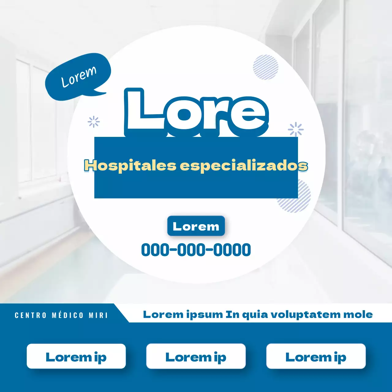 Anuncio de clínica de reconocimiento médico en estilo básico azul