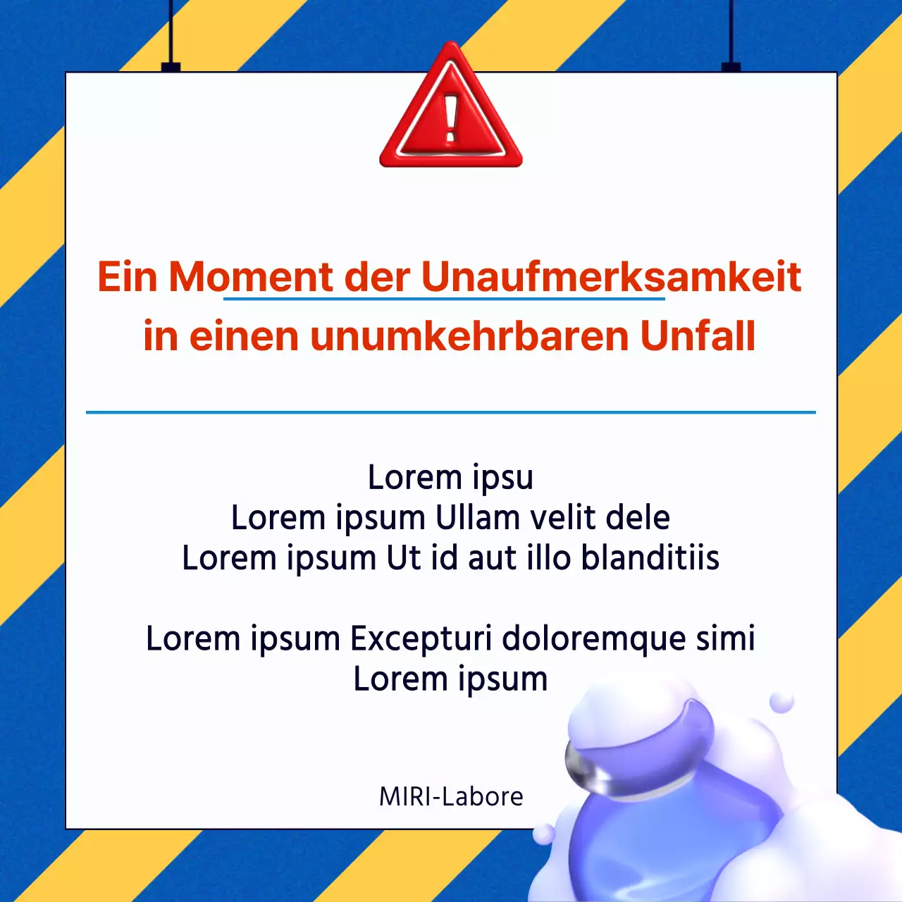 Kitschige Laborsicherheitstipps in Blau und Gelb