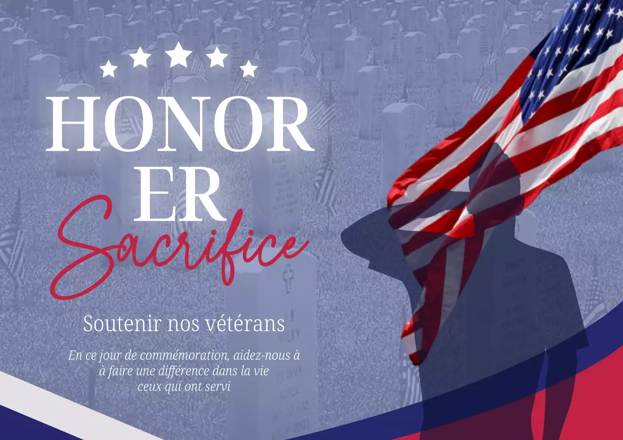 Publicité pour les célébrations du jour du souvenir bleu et rouge moderne