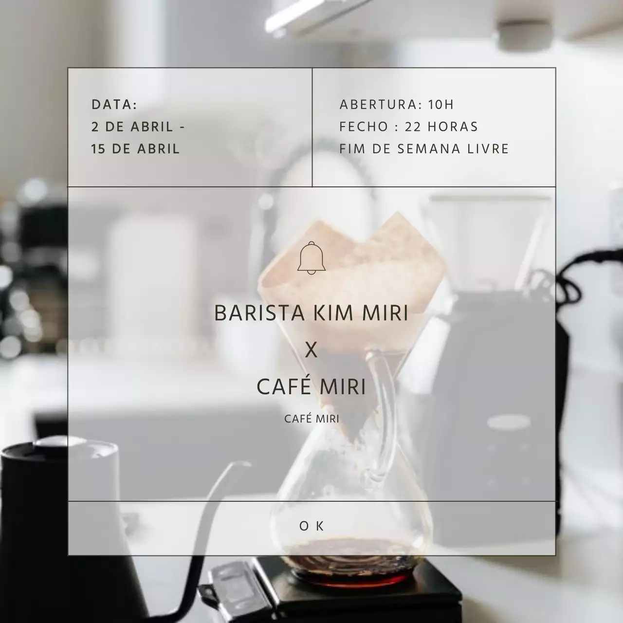Anúncio de café simples em bege e cinzento