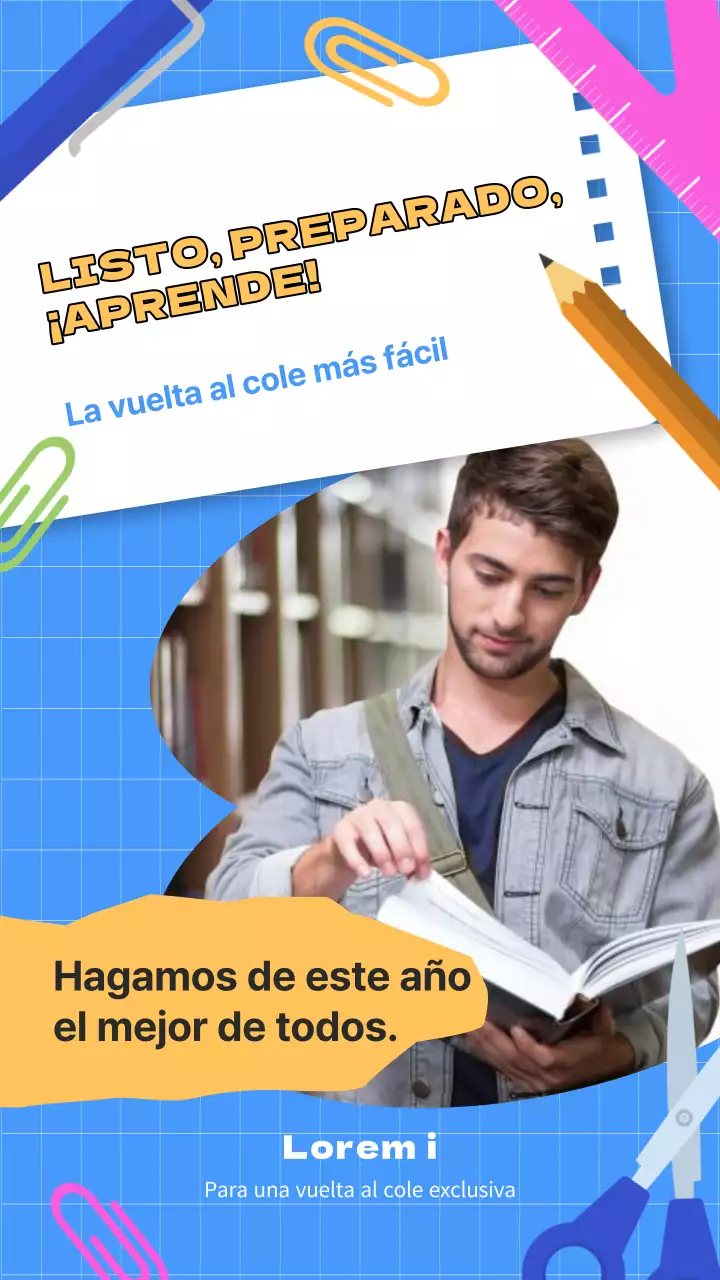 Tendencia azul y amarilla Publicidad de la vuelta al cole