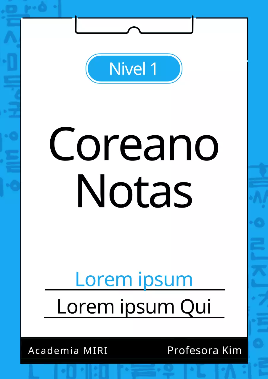 Cubierta de cuaderno coreano sencillo en azul y negro