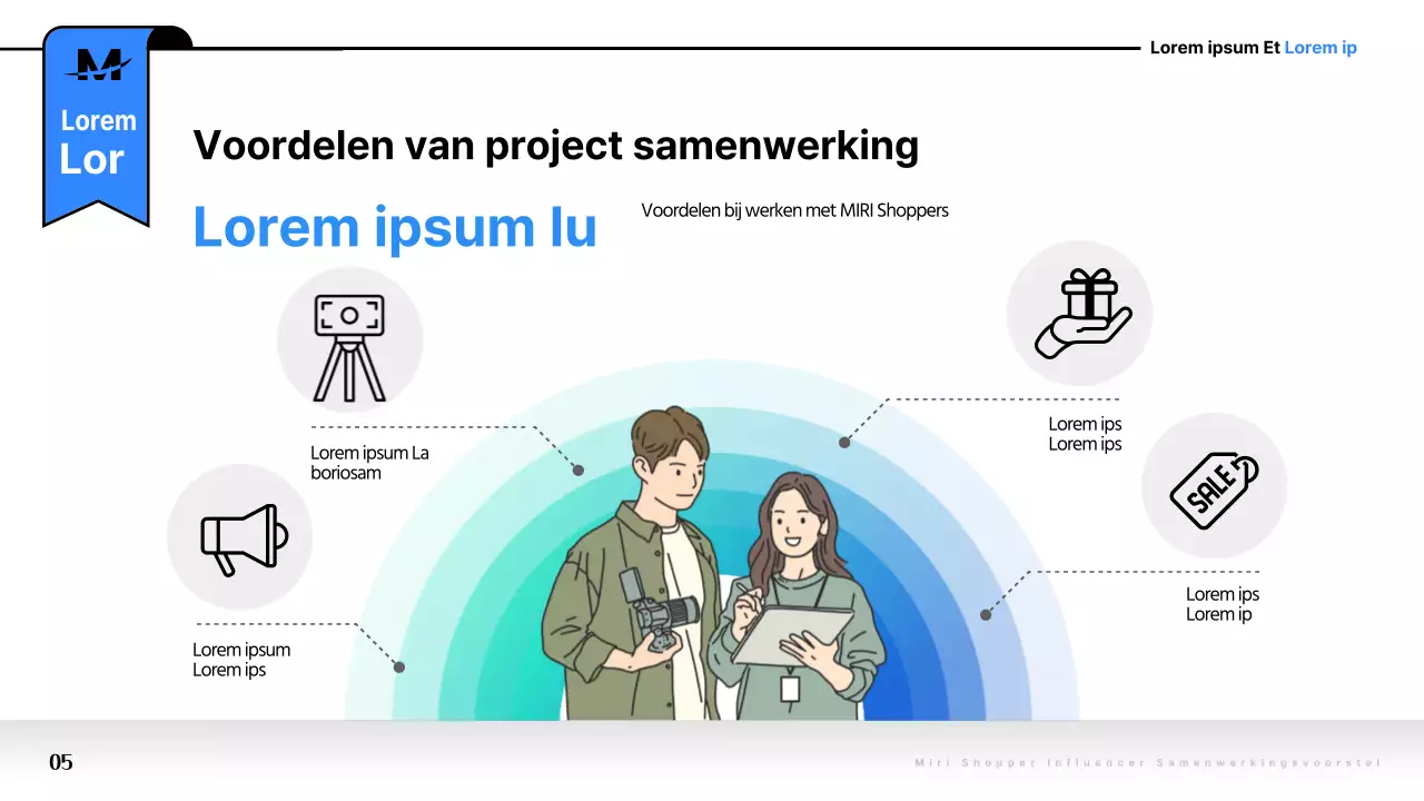 Pop-art samenwerkingsvoorstel in blauw en zwart