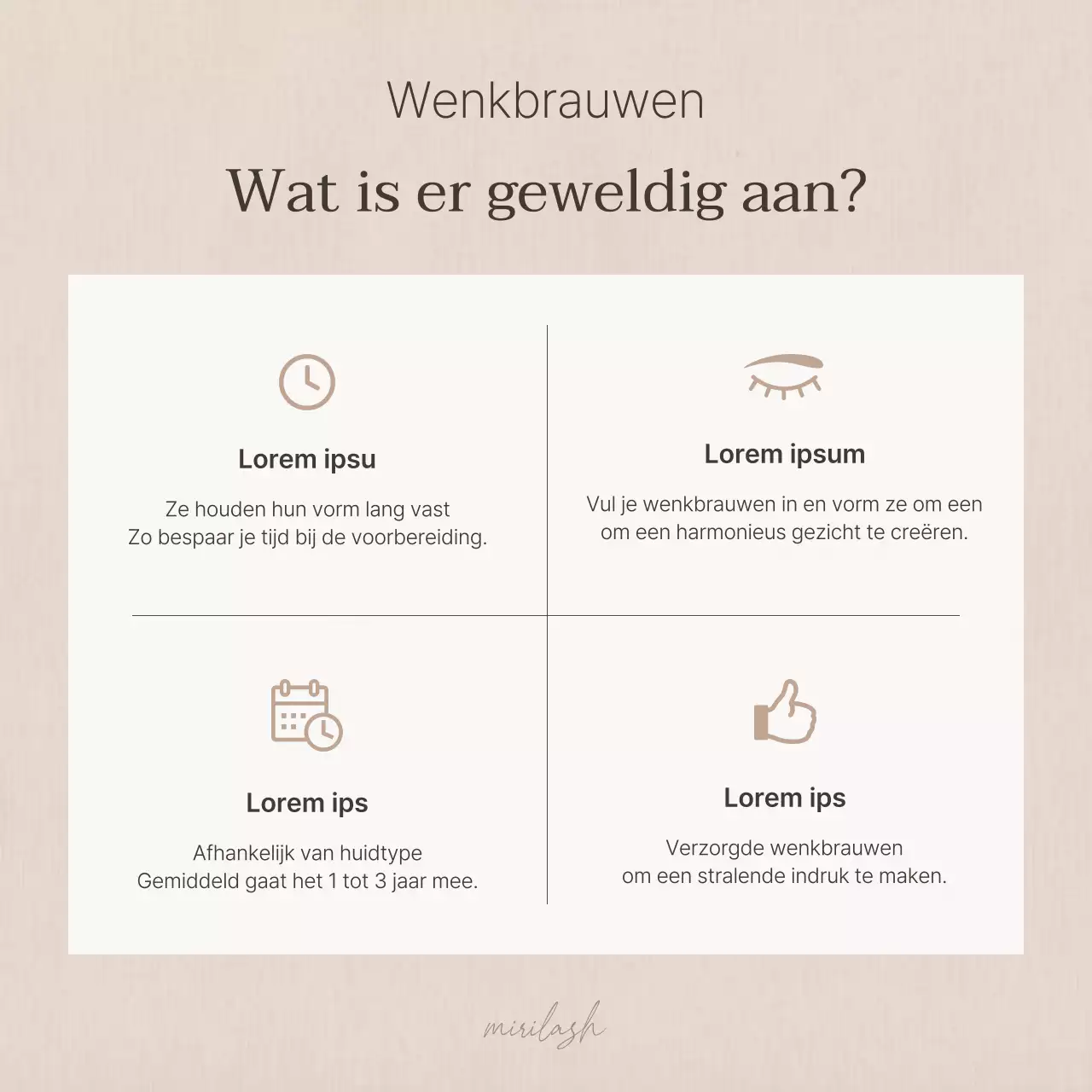 Eenvoudige wimperprocedure in bruin en beige schoonheidspromotie