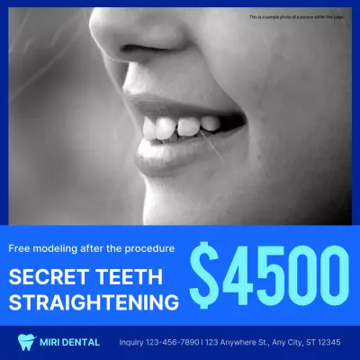 A simple orthodontic ad in blue and navy blue.