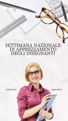 Rosa Bianco e Nero Semplice Elegante Settimana Nazionale di Apprezzamento degli Insegnanti