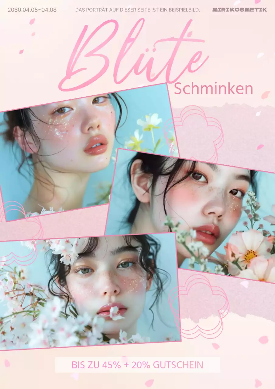 Trendige Kosmetikanzeige in Rosa