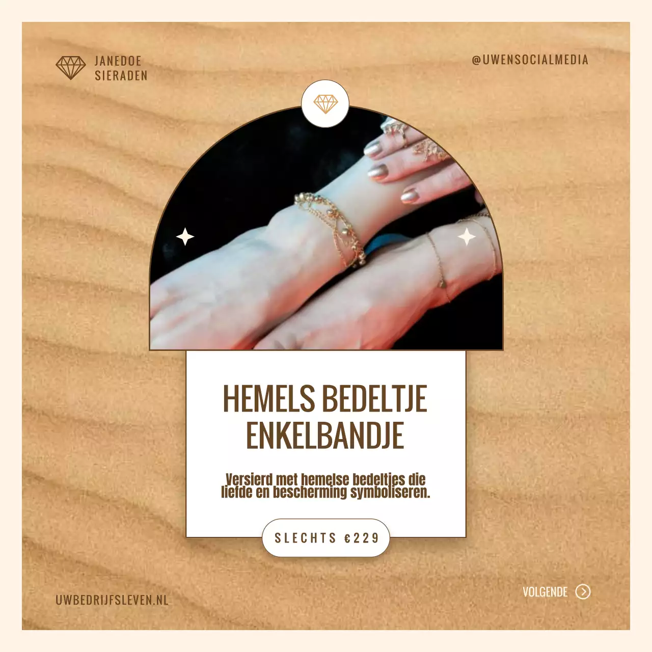 Beige en Goud Moderne Exclusieve Juwelencollectie Speciale Moederdag Advertentie