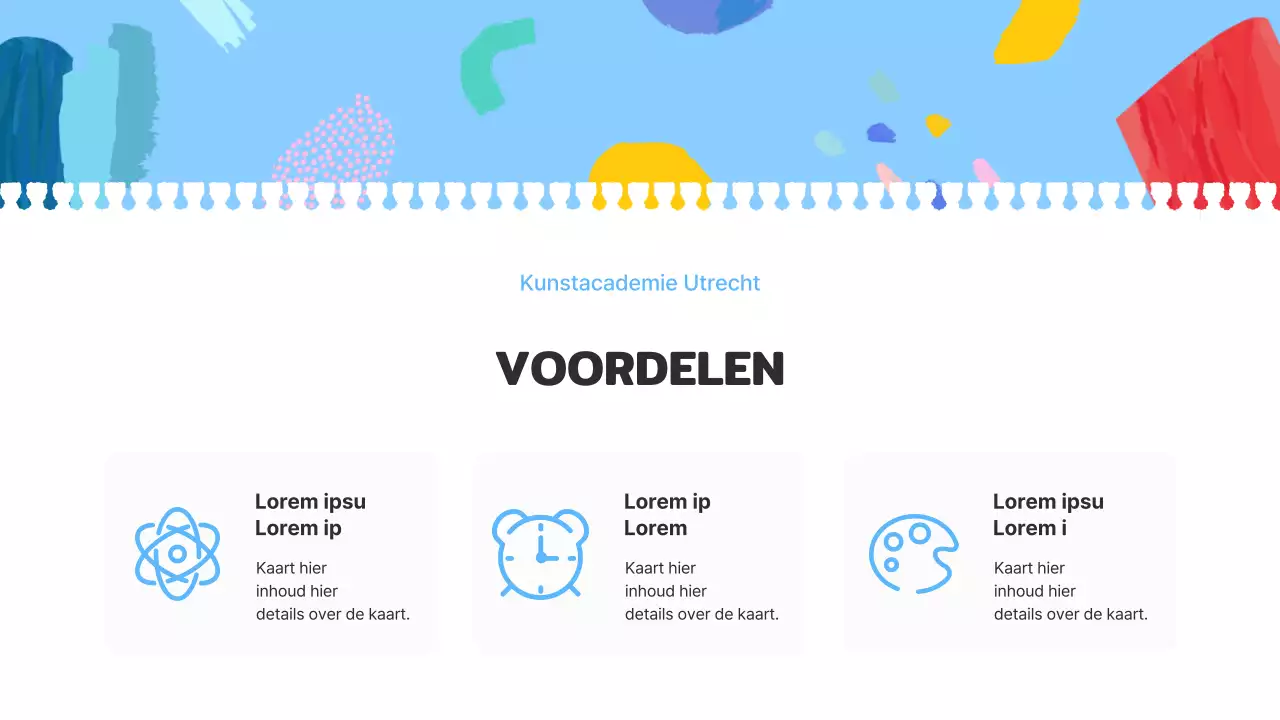 Een lichtblauwe en roze introductie tot een mooie kunstschool