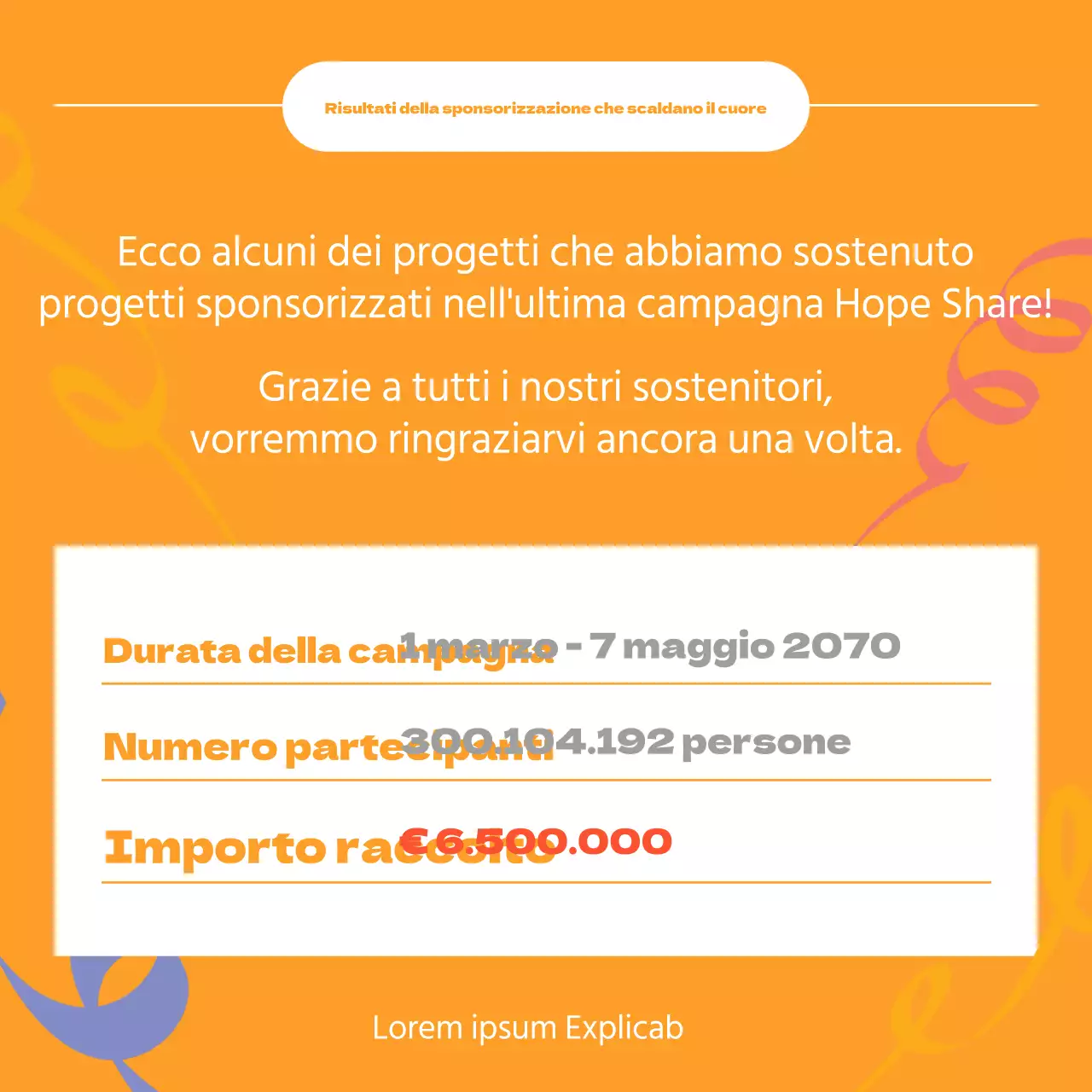Un semplice rapporto di storia della donazione arancione e giallo
