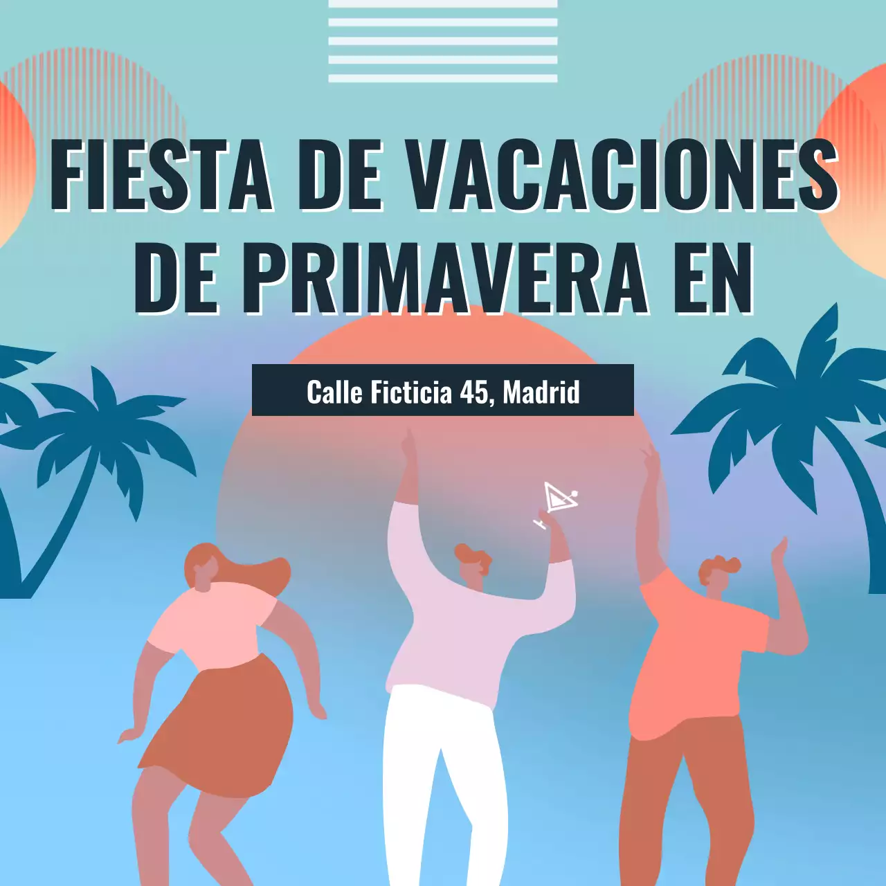 Campaña de fiesta de primavera del bar de moda azul y naranja