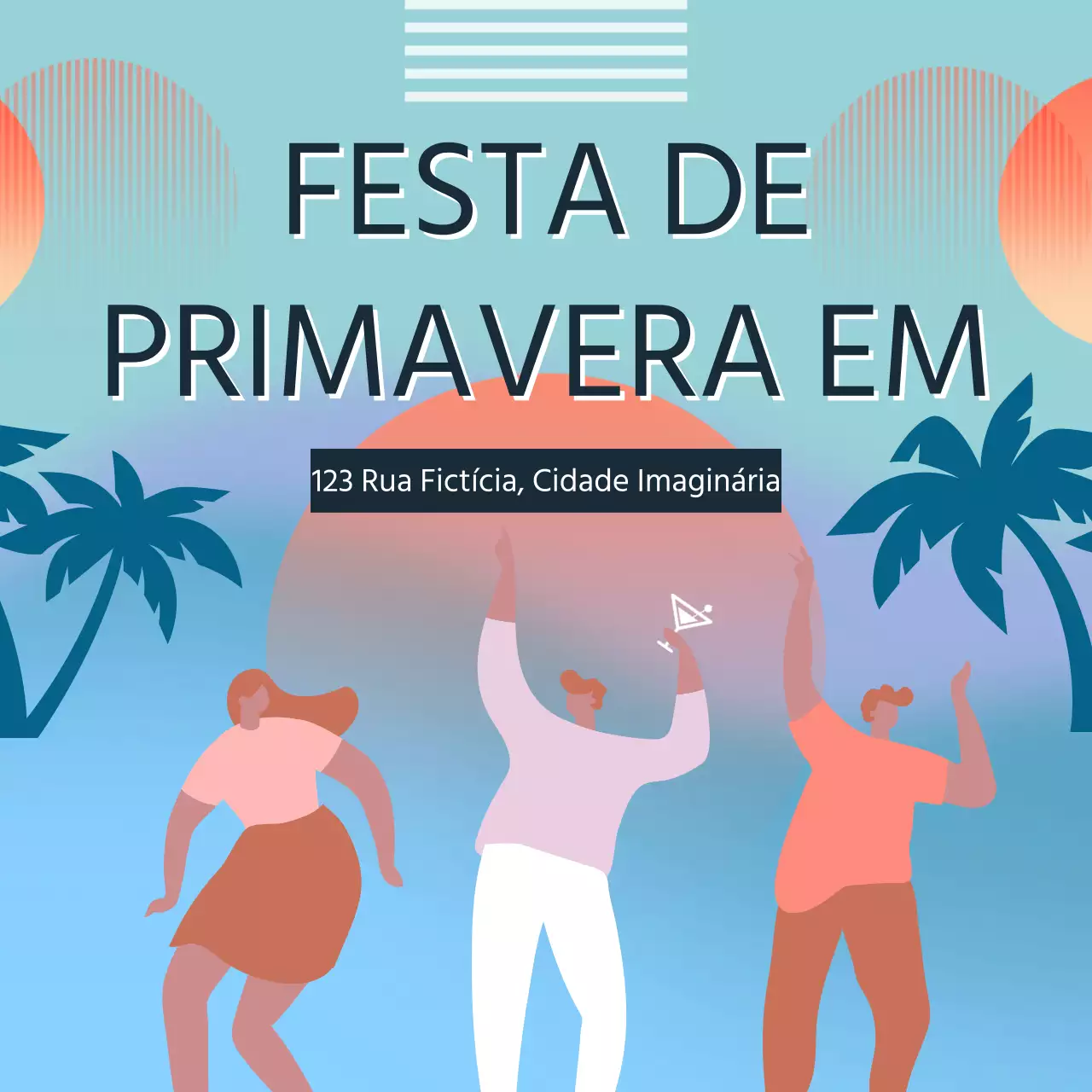 Campanha de festa para as férias de primavera do Blue and Orange Trendy Bar
