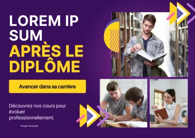 Publicité sur les cours d'apprentissage moderne (violet et jaune)