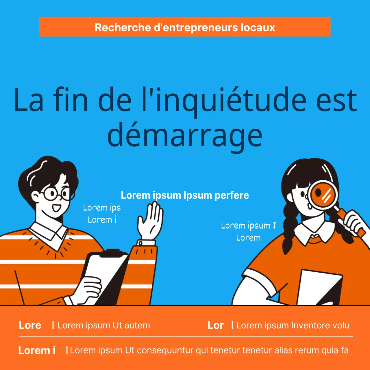 Promouvoir un concours de pré-démarrage orange et bleu kitsch