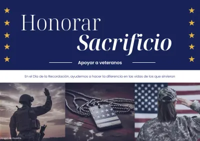 Publicidad de la celebración moderna del Día de los Caídos en Azul y Rojo