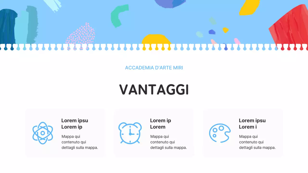 Un'introduzione azzurra e rosa a una bella scuola d'arte